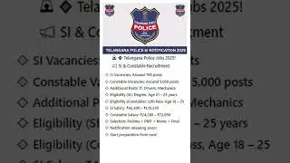 🚨 🔹 Telangana Police Jobs 2025!📢 SI & Constable Recruitment