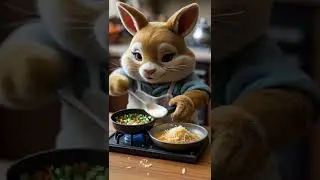 Cute Rabbit Makes a Meal!  #bunny  #cooking  #shorts