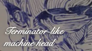 Terminator-like machine head drawing