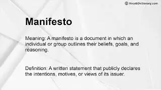 Manifesto Meaning