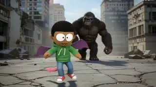 Me fidget and riley fights the gorillas