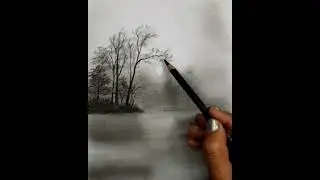 Pencil Drawing Scenery Easy | Sunset Village Landscape Drawing Step by Step for Beginners