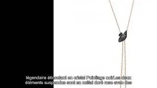 Swarovski Collier En Y Iconic Swan, Noir, M&eacute;tal Dor&eacute; Rose