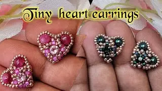 Tiny heart stud tutorial/DIY Beaded stud earrings/ Beaded jewelry making