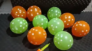 Asmr Pumping Two Color Polkadots Balloons | Green Orange Balloons Satisfying Video #balloon
