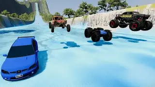 ICY HILL High Speed Monster Truck Epic Jump and Crash #131  | BeamNG Drive