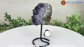 Model # 5490AM-263 Small Amethyst Cluster on a Metal Stand by BrazilGems.com 🏷 FOR SALE🛍🛒Shop Now 
