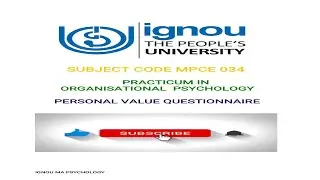 Ignou Organisational Psychology Practical Personal Value Questionnaire
