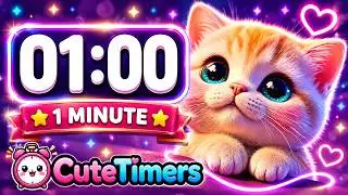 1 Minute Cute Cat Timer for Kids and Study | Cat Song by Yevhen Lokhmatov
