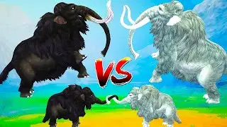 white mammoth vs black mammoth fight on snow attack baby mammoth save by mammoth elephant epic battl
