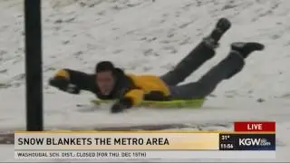 Drew  Carney goes sledding