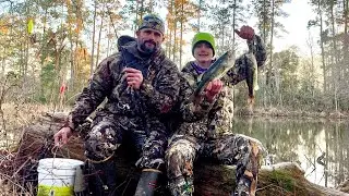 Pond Fishing in FREEZING Weather & Making Delicious Bass Po&rsquo; Boys! (Bass Catch, Clean, Cook)