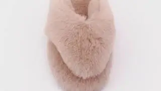 Womens Faux Fur Slippers Warm Fussy Flip Flop House Slippers Open Toe Home Slippers For Girls Men