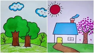 Handprint drawing tutorial | 17 Cool hand drawing ideas | Simple house drawing ideas
