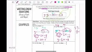 Writing Linear Equations Given a Point and Slope