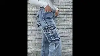 【Flamingo】90s Vintage Flap Pocket Low Waist Cargo Jeans