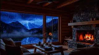 99% Success in Sleeping Soundly | Sounds of Rain, Fire & Gentle Thunder in a Mountain Cabin