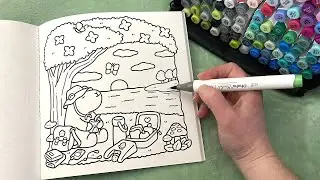 ASMR Color With Me | Capybara Cutie on a Picnic (whispered, marker sounds)