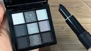 Black Makeup Mixing Lipstick into Clear Slime, Satisfying Slime ASMR | Moon Slime 🤍🖤🤍