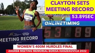 Rushell Clayton set Meeting Record in Zagreb Croatia 🇭🇷 | Women&rsquo;s 400m Hurdles Final