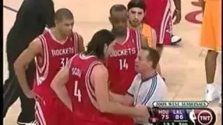 Derek Fisher decks Luis Scola