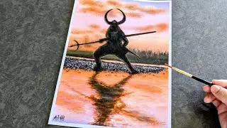 How to paint Samurai / Acrylic painting tutorial #24 #samuraipainting