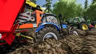 Armée de tracteurs traverse des chemins impraticables dangereux | Farming Simulator 22