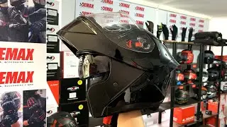 CASCO ABATIBLE DOBLE VISOR NEGRO BRILLO - DEMAX PERU