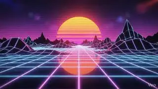 DIGITAL SUNSET GRID | RETRO SYNTHWAVE VIBE | 5S LOOP