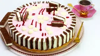 MILCH-SCHNITTE-TORTE mit KIRSCHEN | ohne Backen