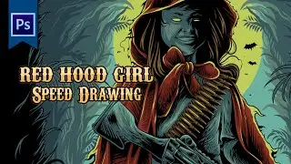 Little Red Riding Hood Speed Drawing Process in Photoshop