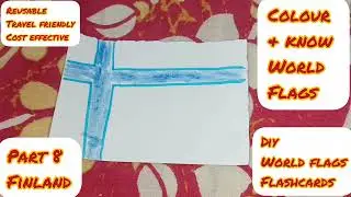 DIY World flag flashcard Finland | colour & know flags | Reusable travel friendly costeffective