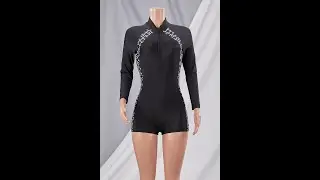 Printed stitching zip-up muslim style unpadded high-elastic surfing one-piece swimsuit BA000857