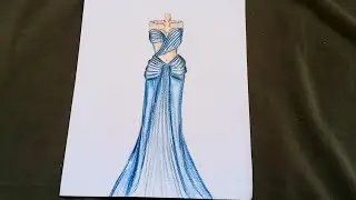 رسم فستان بلون النيلي 