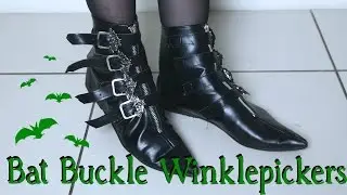 BAT BUCKLE WINKLEPICKERS || Goth Pikes Shoe Unboxing and Review