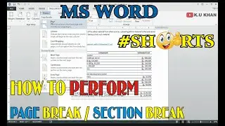 How to insert Page break and section break in MS Word | When should we use Page & section break