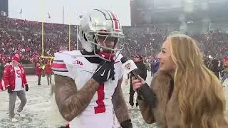 Brandon Inniss talks after the Buckeyes beat the Wolverines