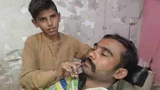 World Youngest ASMR Barbar Boy New Look Set the Beard @77cuts in Pakistan🇵🇰🇵🇰#menshairstyle #bear
