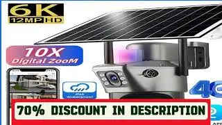 #10x Zoom 4G SIM Solar Camera Outdoor 6K 12MP Three Lens HD Night Vision IP Surveillance Camera Sec