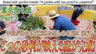 草木茂る庭Part3「手間がかからない植物が楽しめる庭に後編」2種類の砂利が映えるお庭が完成！【金井流ガーデンリメイク】