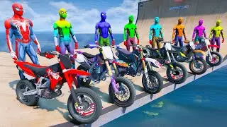 RACING SPIDERMAN MOTORCYCLE - IMPOSSIBLE DUMP TRUCK STUNT PARKOUR
