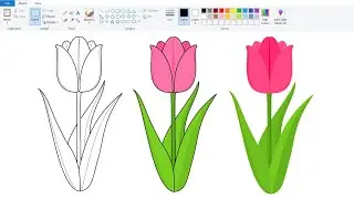 How to draw Flower in computer using Ms Paint | Flower Drawing | Ms Paint Tutorial.