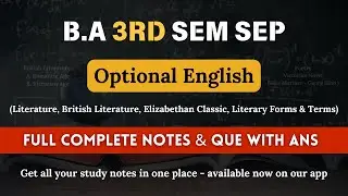 B.A. 3rd Sem SEP Optional English | Complete Notes & Important Questions with Answers