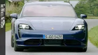 2020 Porsche Taycan Turbo | Gentian Blue Metallic | Driving in Sweden