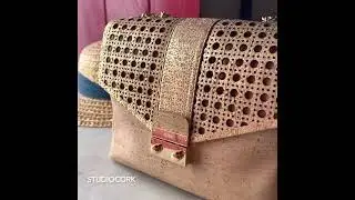 Natural Cork Crossbody Bag Gold Texture Flap - StudioCork