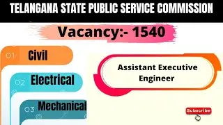 TSPSC Notification For Assistant Executive Engineer Civil Electrical Mechanical 1540 Posts