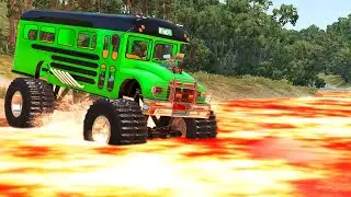 Cars vs Lava River #1 - BeamNG.Drive
