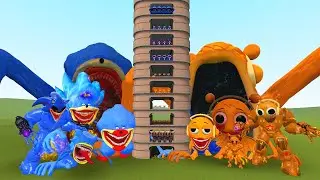 TALLGRASS LITTLE TO BIG ALL SANIC TOPES VS ALL ORANGE SPRUNKI FAMILY PHASES 1 - 10 in GMod !!