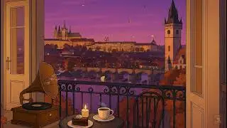 You’re in a 1940s Prague café in autumn… warm coffee, Charles Bridge, Vltava River—sleep & study