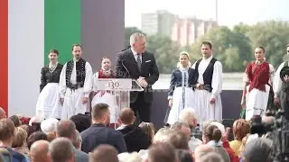 Populist leaders of Hungary and Slovakia lambast EU at event on bridge connecting two countries